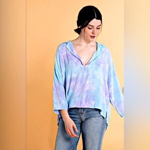 Elegant Blue and Purple Blouse Size Medium